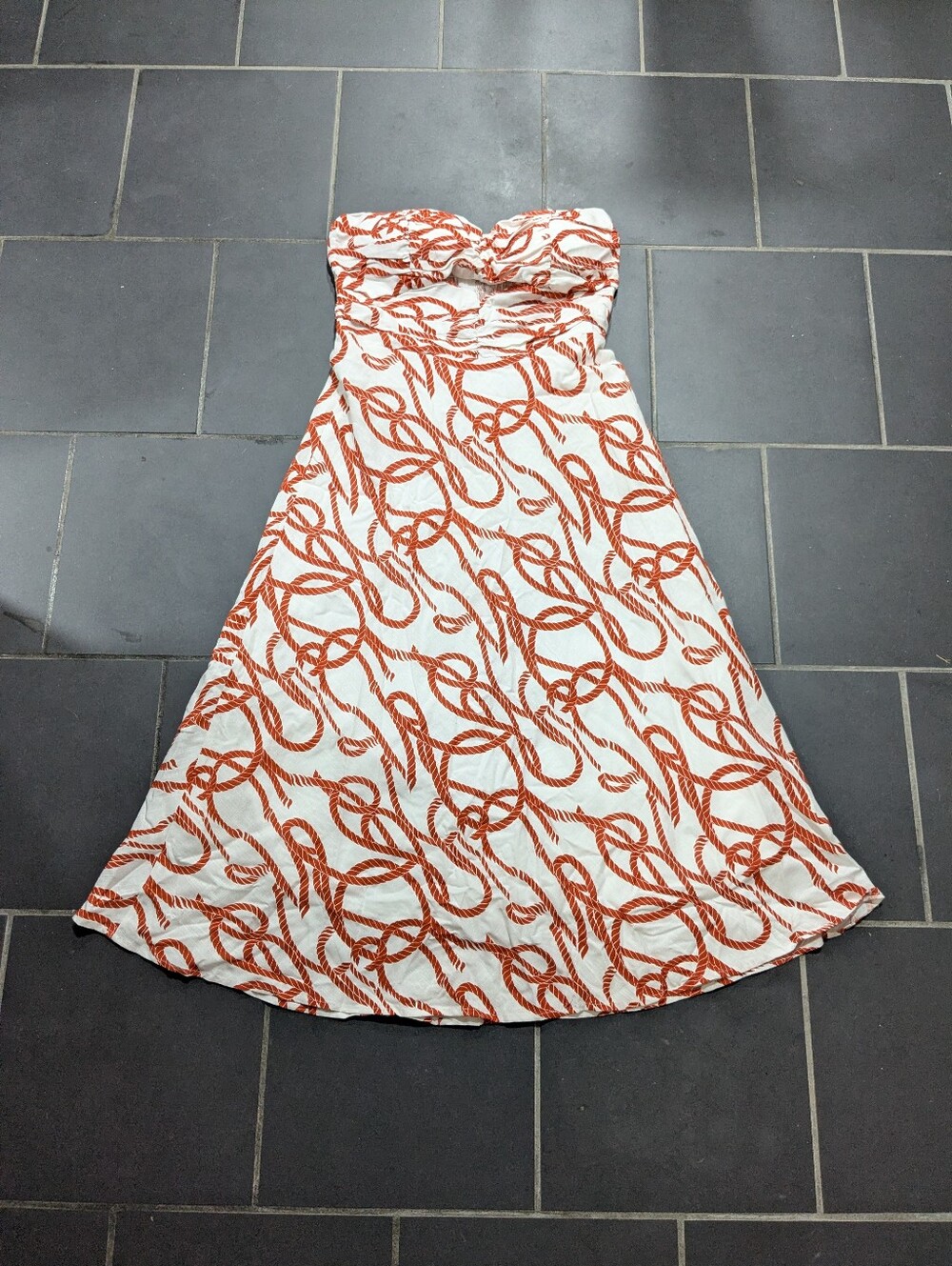 rope pattern strapless dress